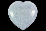 Polished, Blue Calcite Heart - Madagascar #108328-1